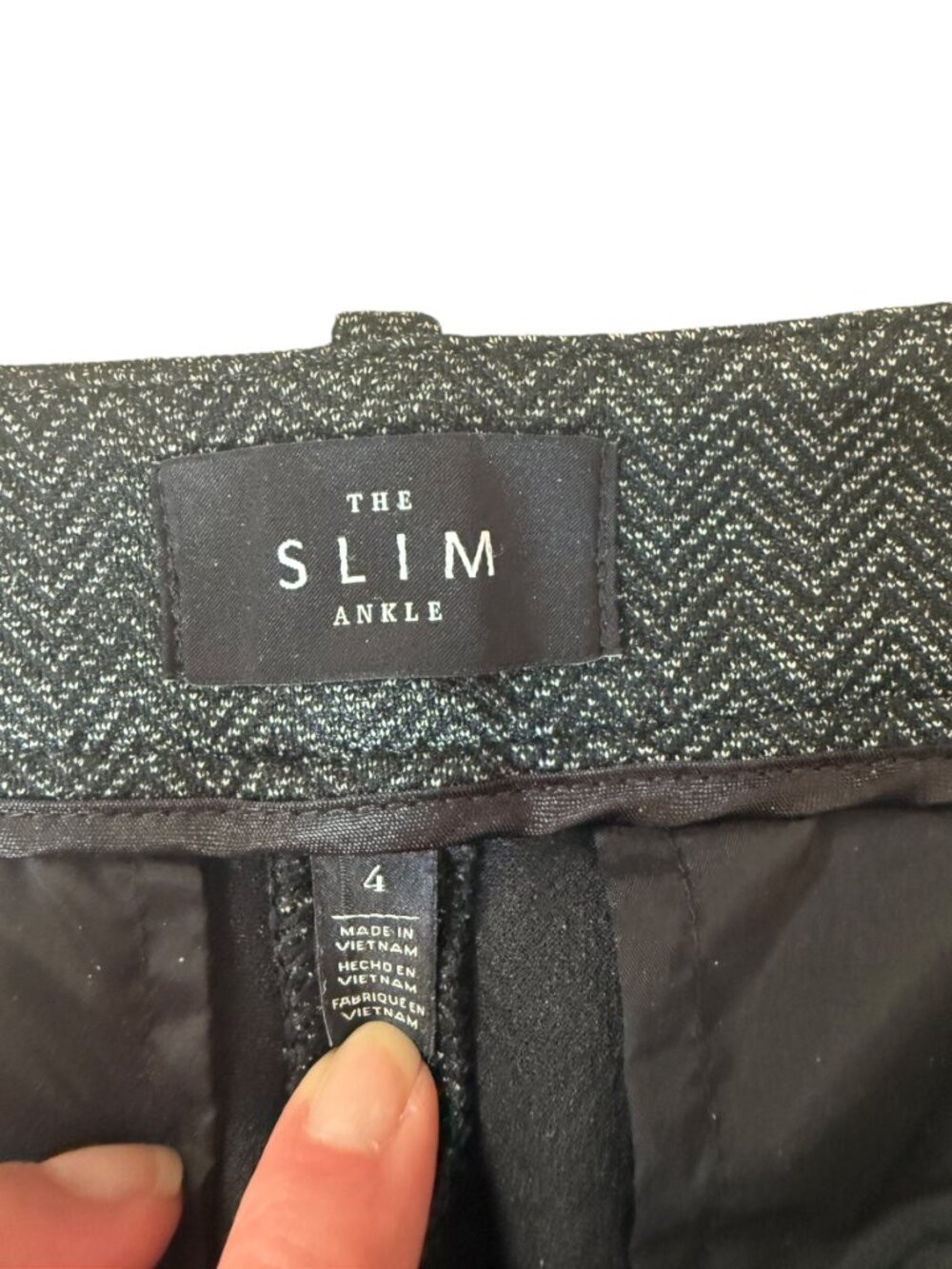 WHBM tweed slim ankle black herringbone pants with pockets women's size 4 - Picture 8 of 12